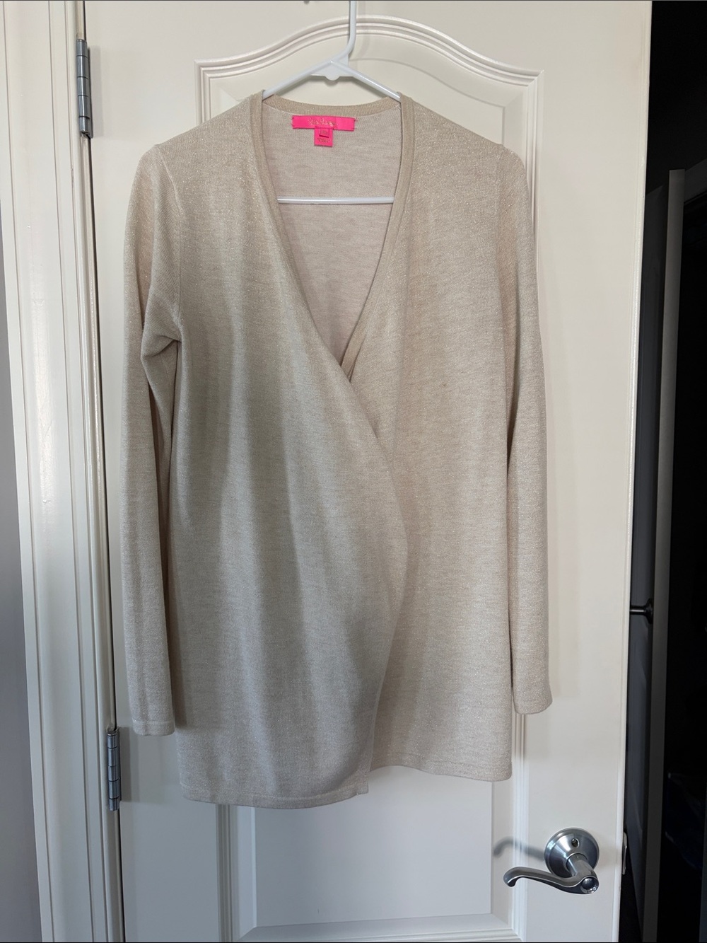 Lilly Pulitzer Neutral Beige/Gold Wrap-Front  Cardigan